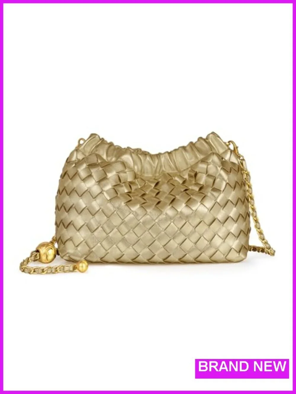 Woven Faux Leather Crossbody Hobo Bag with Ruched Design, Adjustable Strap,